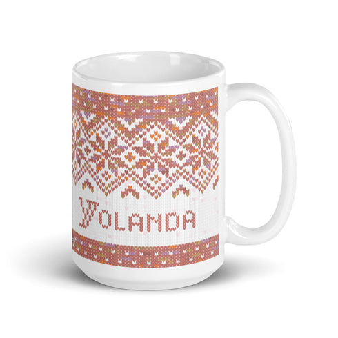 Snowflake Knitting Mug, Handpainted Yarn Mug, coffee and knitting mug, Yarn lover gift, knitter gift, knitter gift, knit gift, yarngift